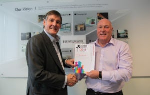 P C Henderson is presented with winners certificate for the North East Business Awards